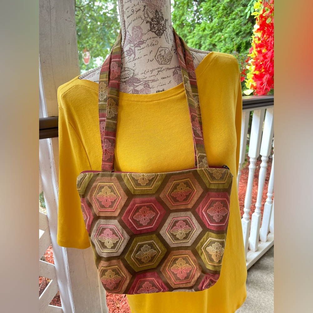 Maruca Boho Handmade Shoulder Bag~Boulder,co~Floral Golden Hexagon Bohemian - Picture 16 of 17
